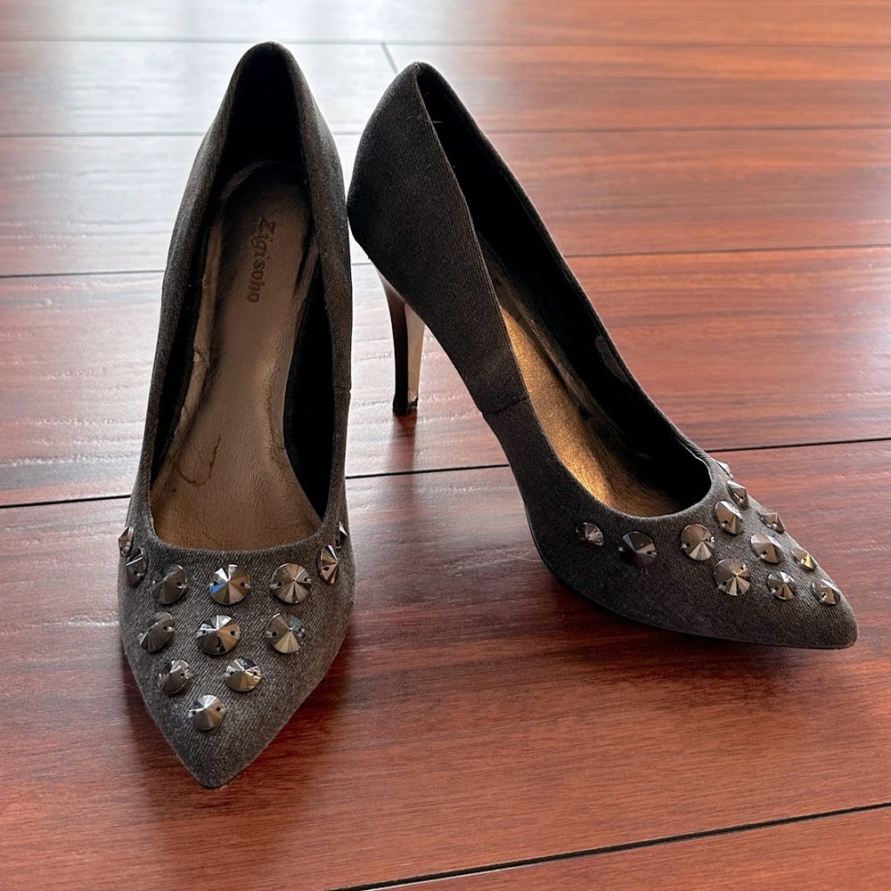 Black Denim Pumps with Studs size 6
